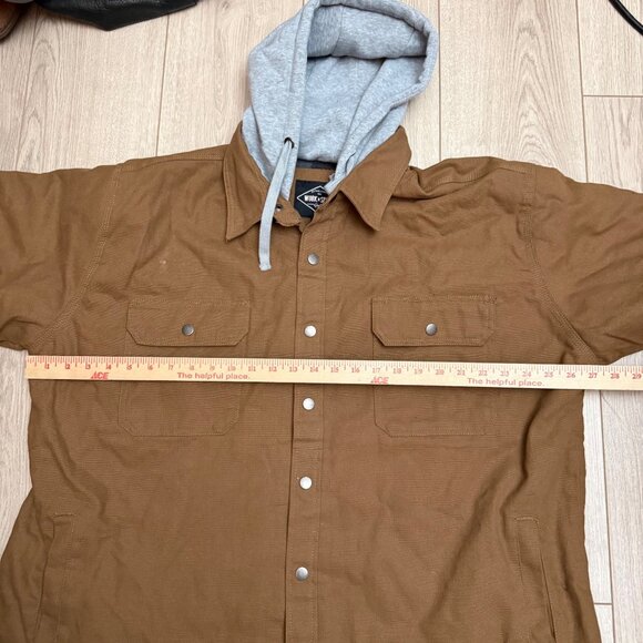 Work N Sport Men's Shirt Jacket Sz 2X Brown Canvas Flannel Lined Hooded - Picture 5 of 8